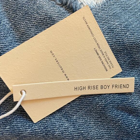 NWT KanCan Nonstretch High Rise Plaid Patch Ripped Boyfriend Jeans - Picture 8 of 11